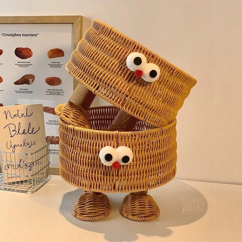 纯手工仿藤编收纳果盘可爱桌面编织面包篮客厅厨房置物零食收纳筐,收纳整理,收纳筐,淘宝优惠券,粉丝福利购,淘宝优惠卷