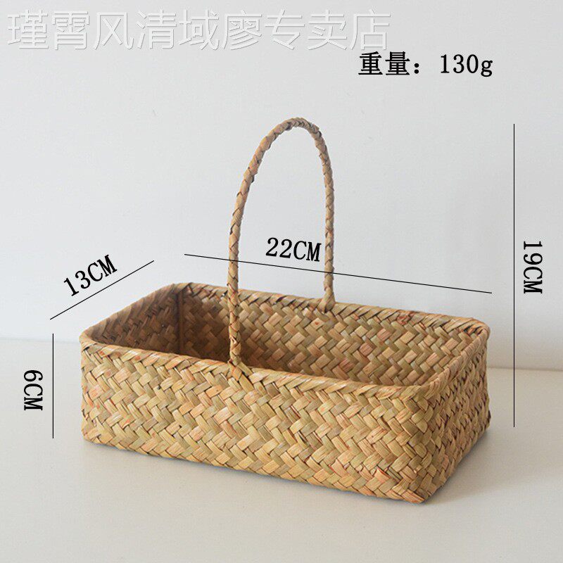 藤编花篮手提篮子草编竹编织手工插花篮小花篮植物篮子收纳筐跨境