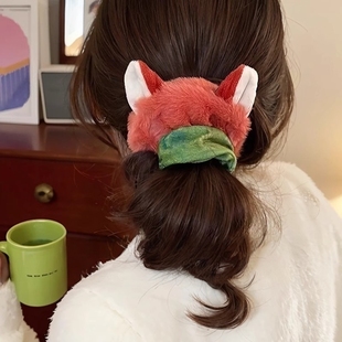 同款 疯狂动物尼克耳朵毛绒发圈头绳秋冬皮筋可爱发绳卡通大肠发饰
