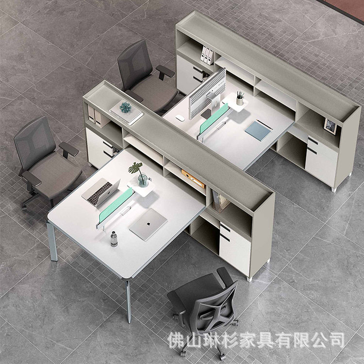 X-WJ3124绿四人位财务办公桌X-WJ1524A灰两人职员办公桌现货供应