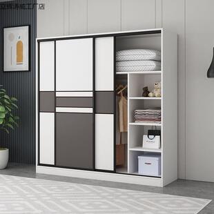 简易衣柜家用卧室推拉门组装现代简约收纳储物柜出租房大衣
