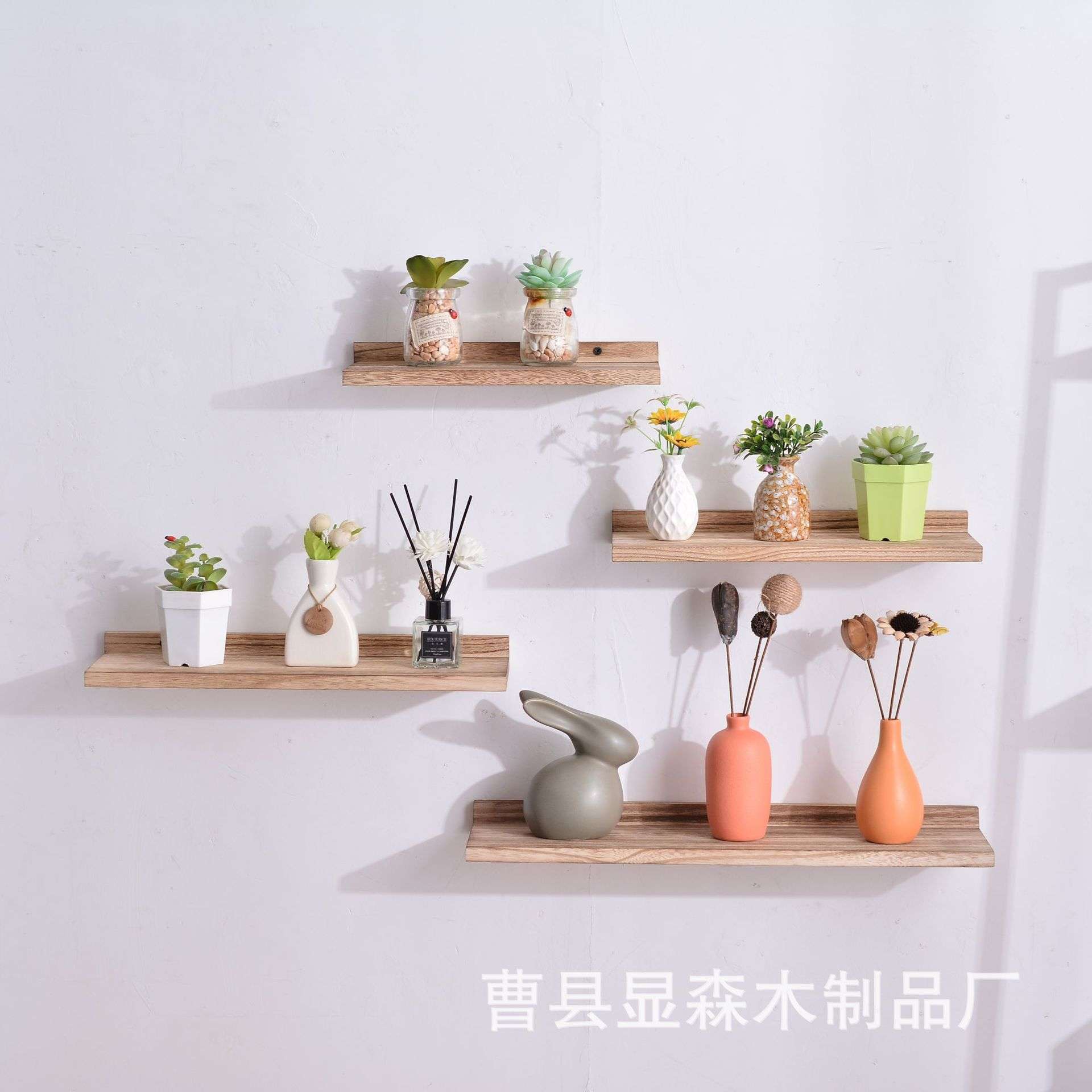 木质墙上置物架客厅卧室墙壁装饰隔板收纳架花瓶摆件装饰品摆放架