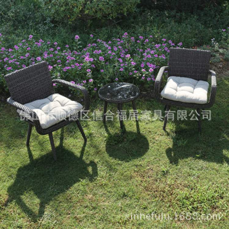 室外桌椅编藤椅休闲桌椅 编藤三件套 阳台庭院泡茶编藤桌椅