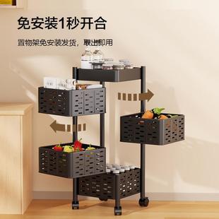 收纳手推车万向轮旋转厨房浴室客厅储物架可旋转置物架 免安装