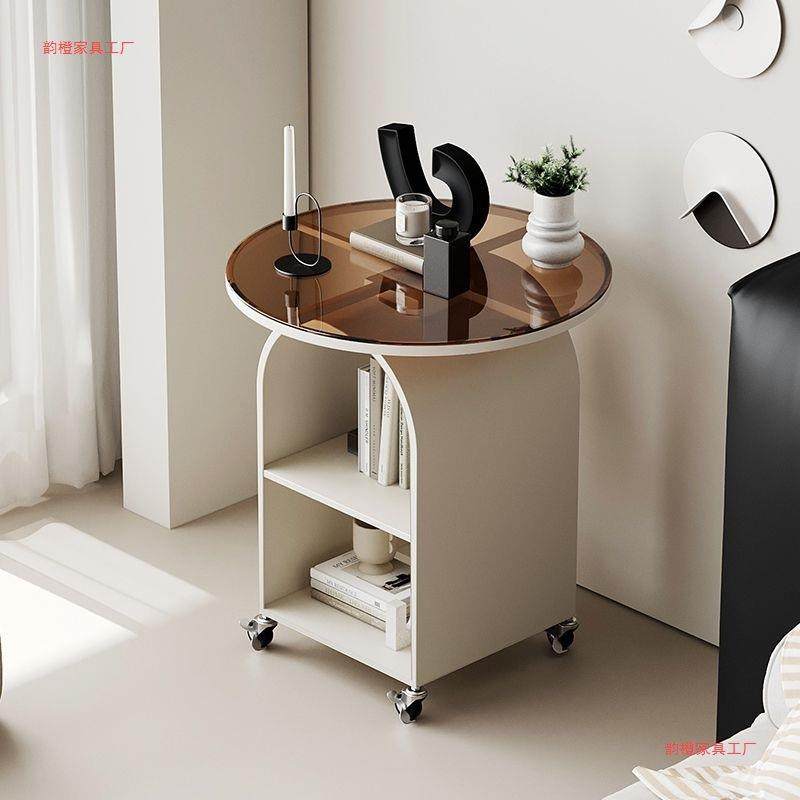 可移动圆形边几客厅沙发小边桌小茶几卧室床头铁艺玻璃带轮小桌子,智能设备,其他智能设备,淘宝优惠券,粉丝福利购,淘宝优惠卷