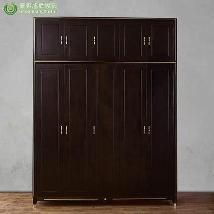 美式轻奢衣柜后现代实木23456门大衣柜简约卧室衣橱组合储物柜子