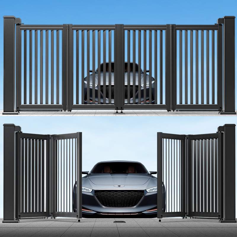 发光岩板对开门铝合金庭院大门院子电动双开平移门铝艺别墅大门