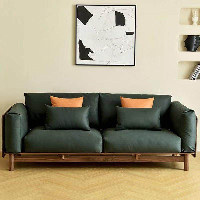 北美黑胡桃木沙发简约现代客厅原木家具新中式实木真皮北欧单沙发