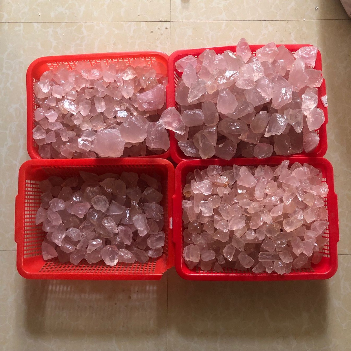 粉晶紫水晶白水晶黄水晶原石水晶碎石大颗粒雕刻造景装修装饰新品