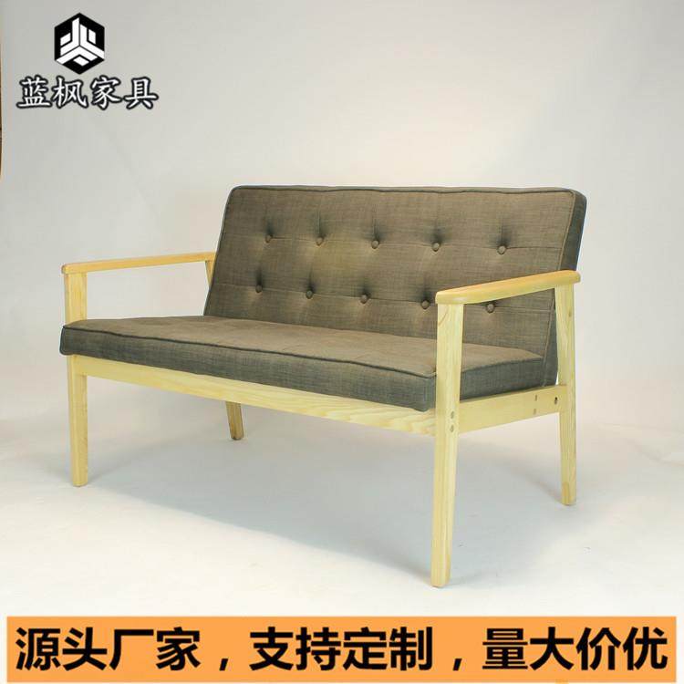 养老院实木沙发椅双人位沙发布艺沙发餐厅卡座沙发适老家具