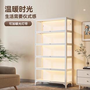 家用钢制书架带玻璃门儿童防尘书柜客厅储物柜收纳柜铁艺置物架子