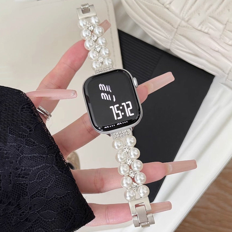 适用iwatchS11小香风双排珍珠链条女款苹果手表表带s10/987se腕带,智能设备,智能手表手环表带/腕带,淘宝优惠券,粉丝福利购,淘宝优惠卷