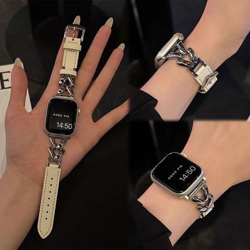 适用iwatchs10金属爱心拼接表带