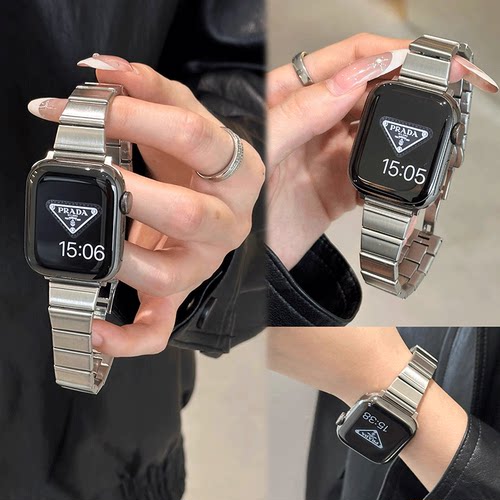 iwatchs10竹节蝴蝶扣不锈钢表带