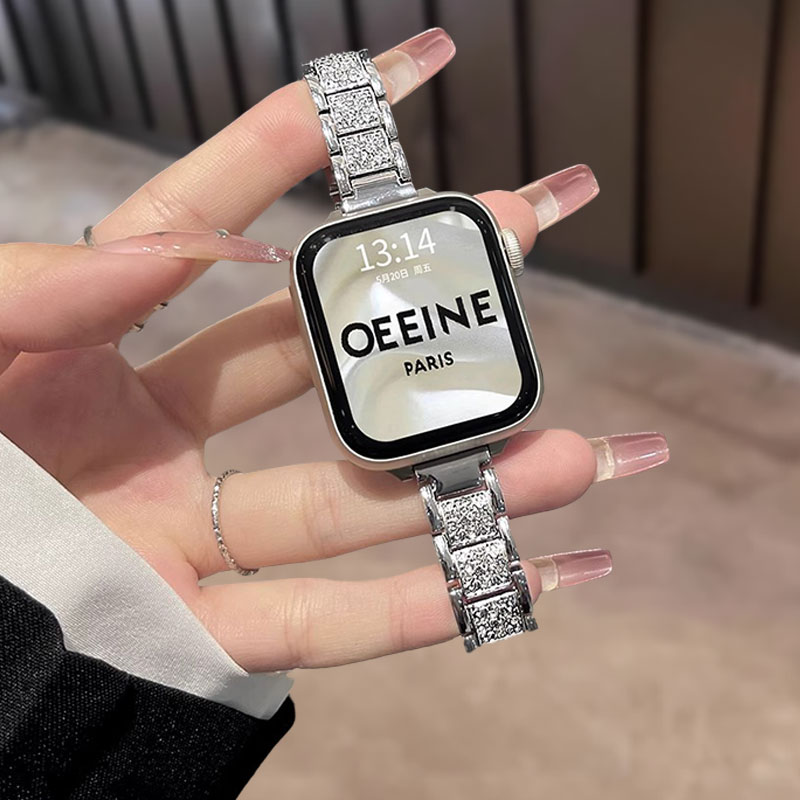 适用iwatchs9金属满天星镶钻表带