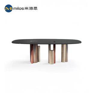 意大利Roche Bobois罗奇堡椭圆形轻奢大理石饭桌silo高端别墅餐桌