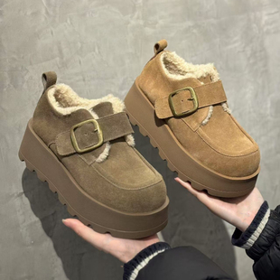 女百搭休闲雪地靴80 加绒保暖厚底勃肯鞋 3691 冬款 S路花语特价