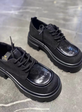 S路花语断码特价款真皮女鞋厚底英伦风小皮鞋粗跟系带单鞋80-2042