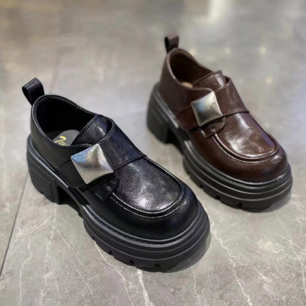 S路花语断码特价厚底英伦风小皮鞋女休闲魔术贴乐福鞋80-10188