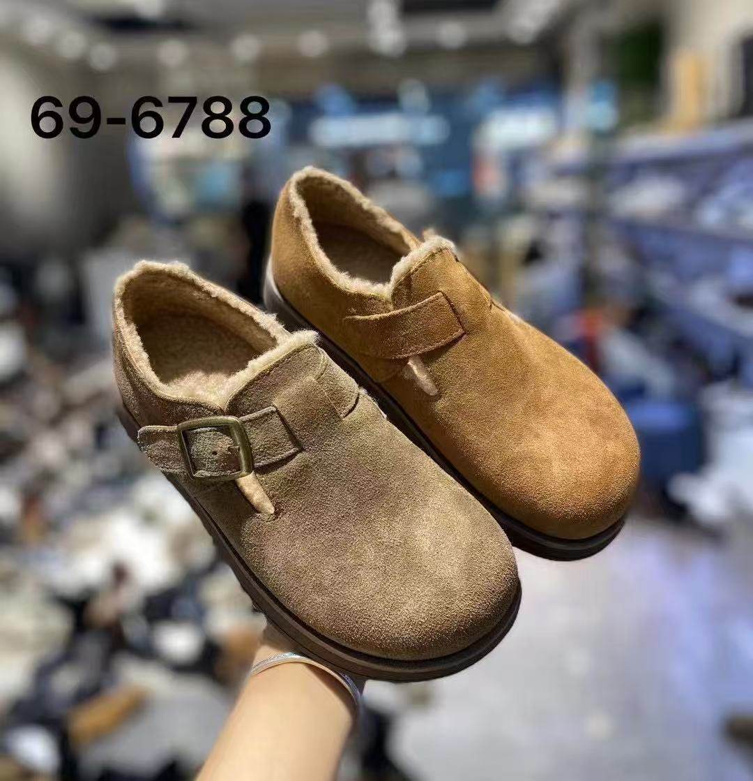 S路花语断码特价款真皮厚底勃肯鞋女百搭休闲乐福鞋单鞋69-6788