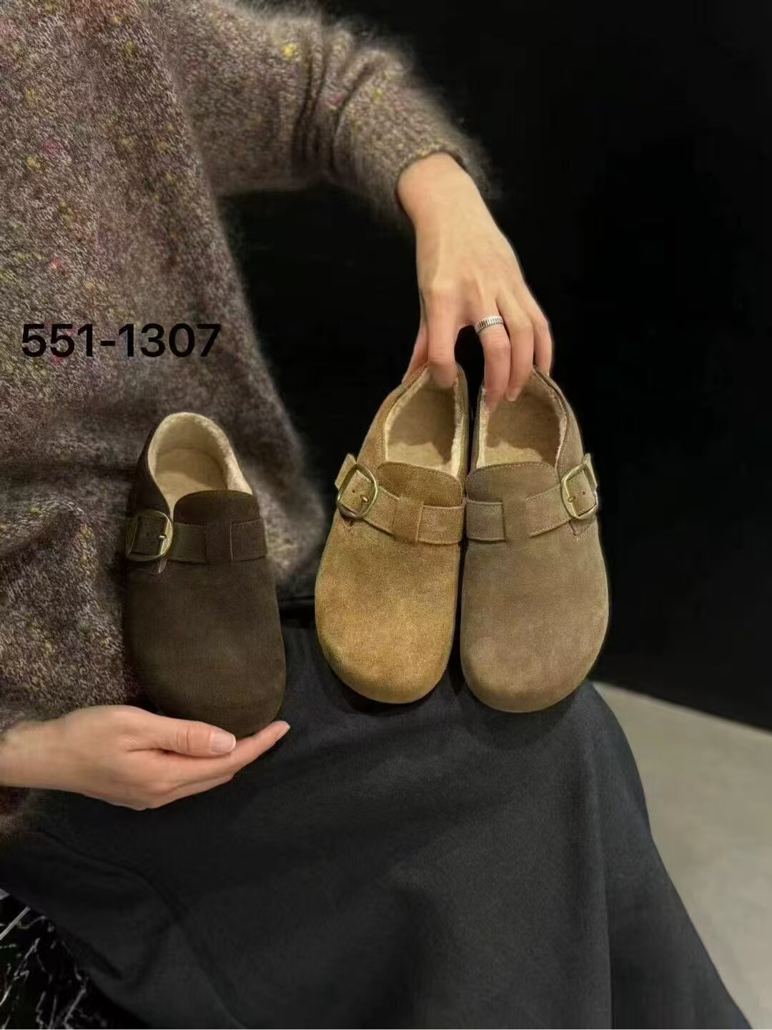 S路花语春天断码特价款真皮厚底勃肯鞋女百搭休闲棉鞋551-1307