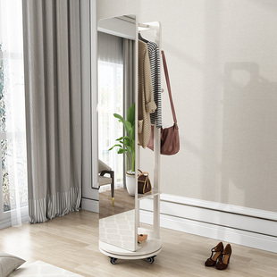 实木家用穿衣镜挂衣架一体全身镜旋转落地镜网红衣柜镜子试衣镜
