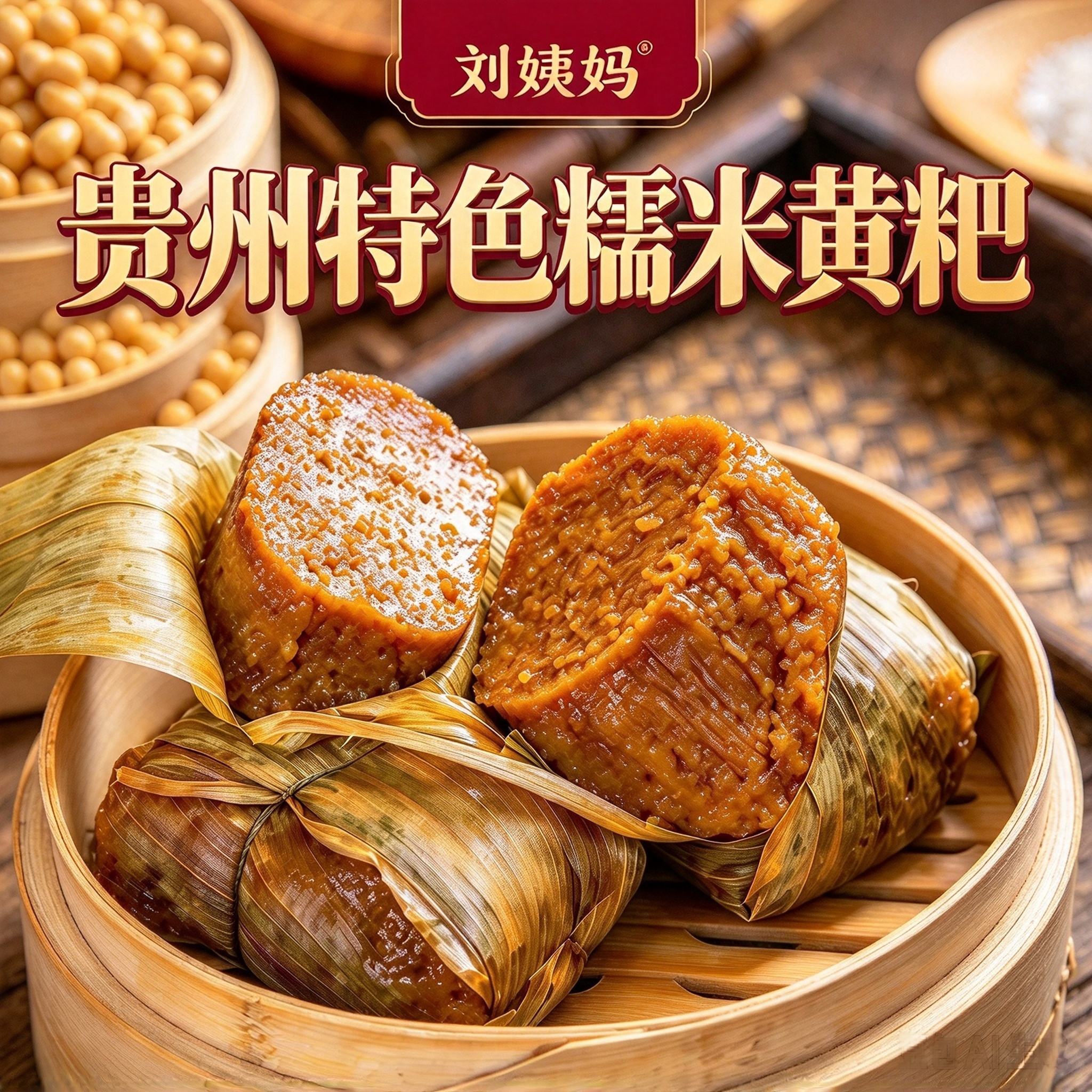 刘姨妈贵州特色糯米黄粑传统手工制作糯米粑贵阳小吃年糕早餐粑粑