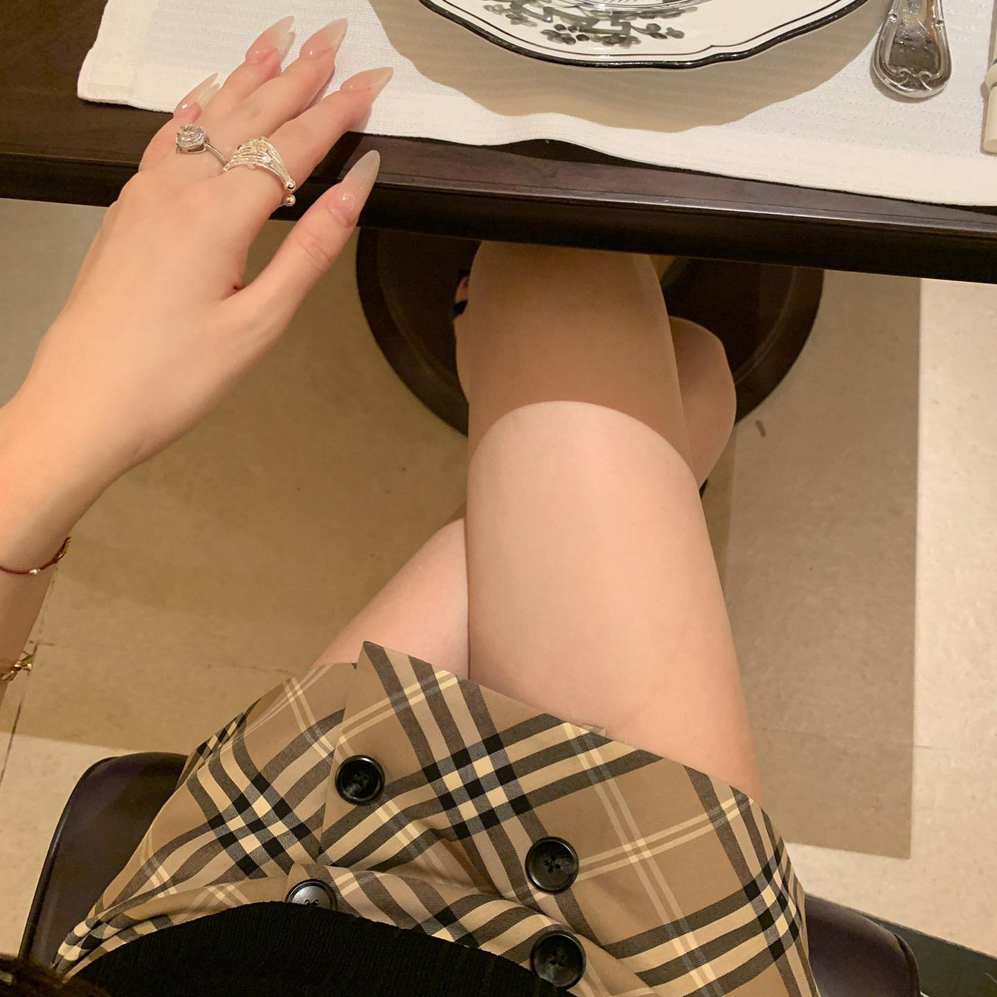复古格纹半身裙女夏季新款小个子高腰显瘦辣妹格子包臀A字短裙
