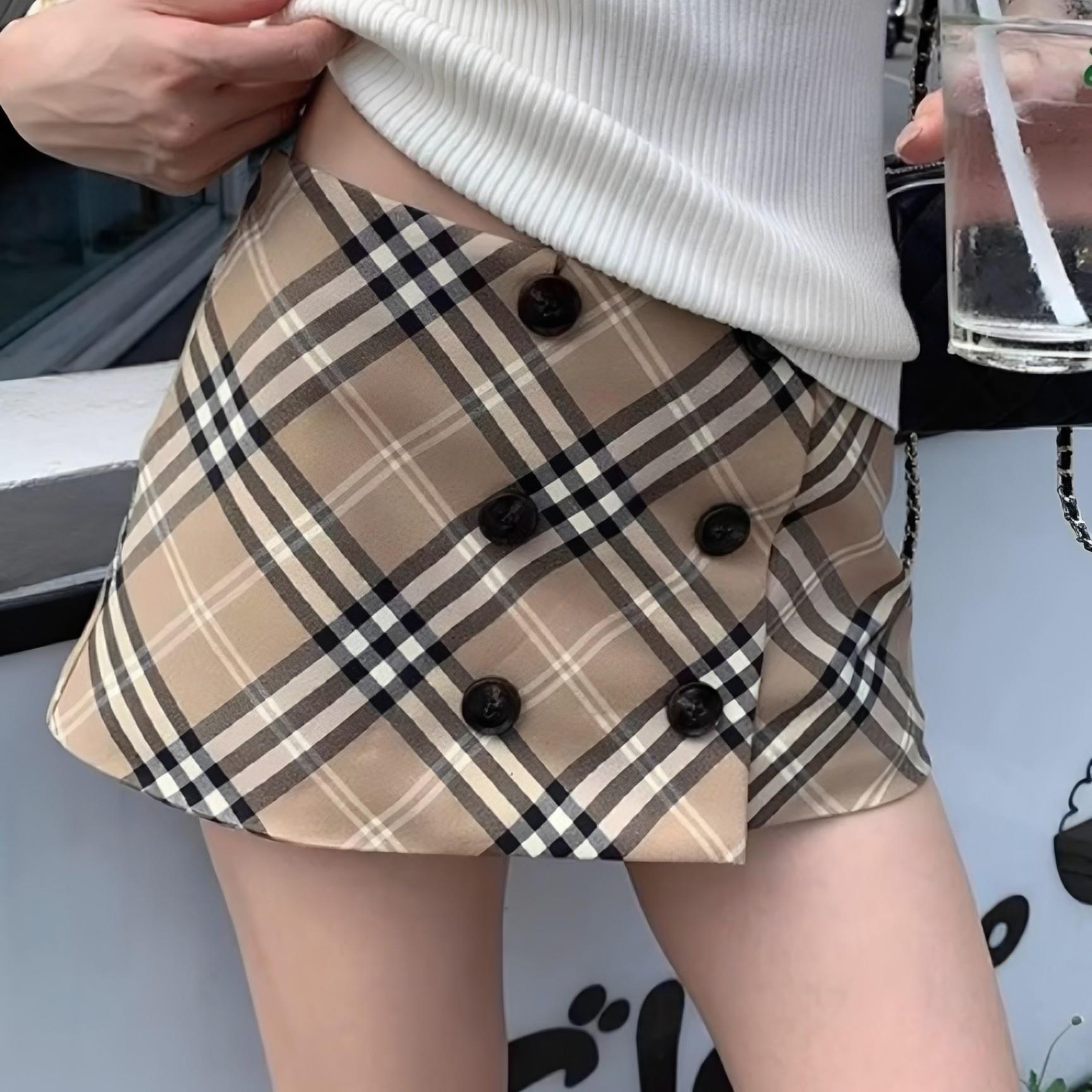 复古格纹半身裙A字短裙子女春夏2026新款包臀裙绝美巨好看的短裙