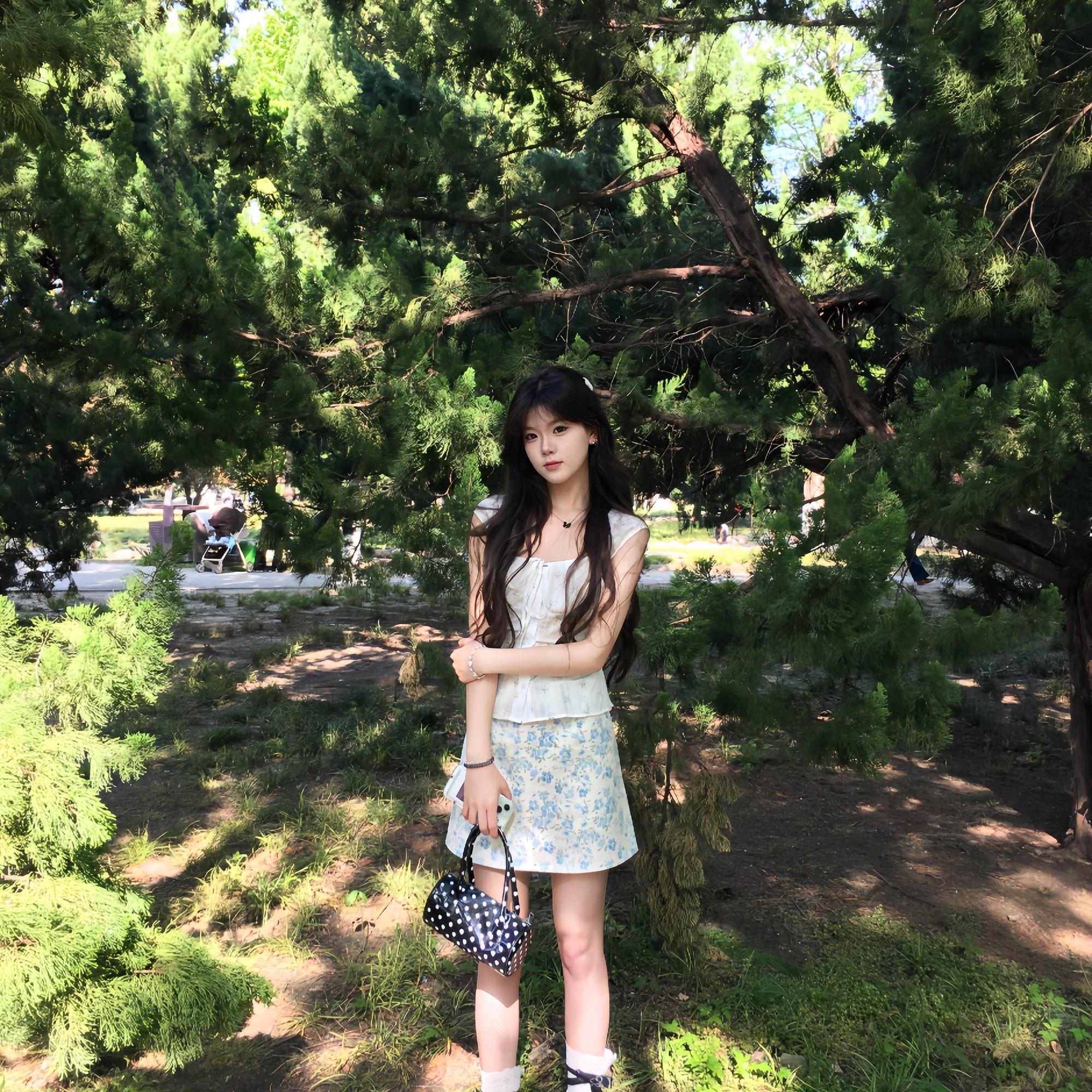 蓝色印花时尚小清新碎花半身裙女夏季新款高腰显瘦a字包臀短裙