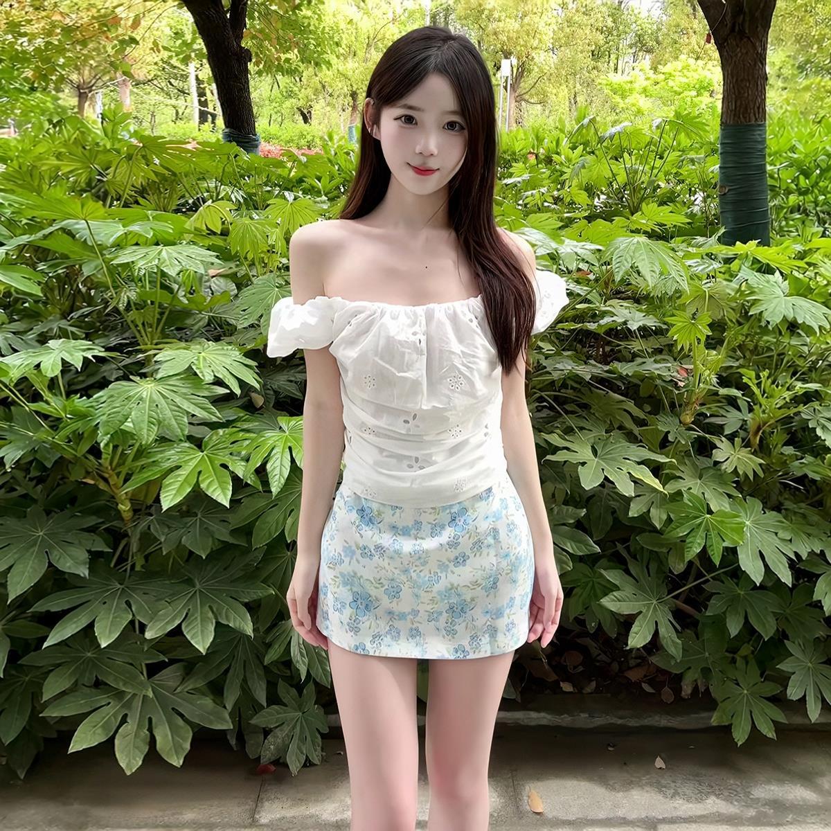a字小清新花色小短裙女减龄印花春天度假风显瘦小个子半身裙夏季
