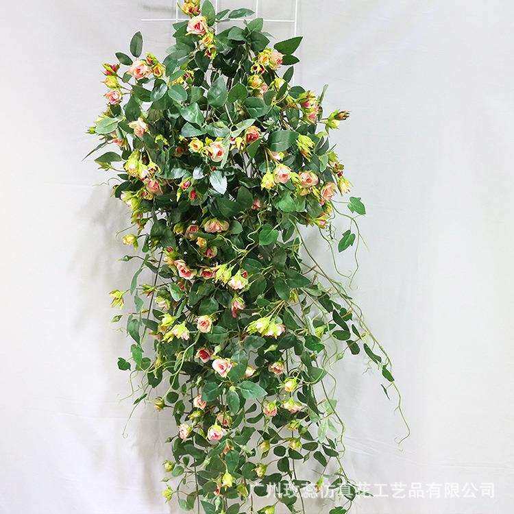1.8米11头新野玫瑰大壁挂仿真花壁挂装饰藤蔓假花软装工程花