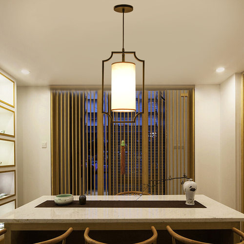 现代新中式床头吊灯简约铁艺餐厅酒店工程别墅庭院茶楼布艺过道灯