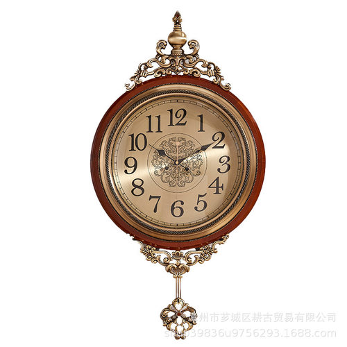 欧式复古实木钟表客厅美式别墅奢华大气壁挂钟厂家直销