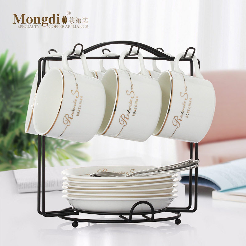 陶瓷杯咖啡杯套装家用欧式小奢华咖啡杯小精致6件套杯碟勺A