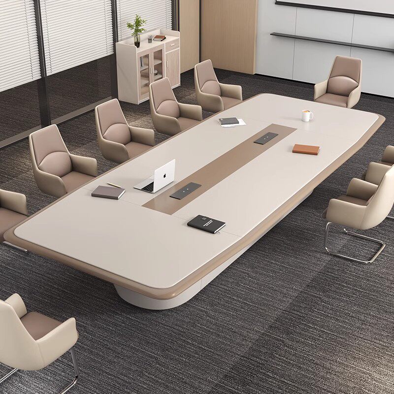 创意烤漆会议桌长桌简约大型洽谈桌轻奢会议室桌椅组合长条培训桌
