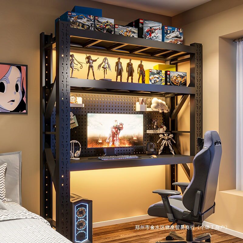 2026货架电脑桌加厚家用办公学习桌电竞房机械主机键盘多层一体收