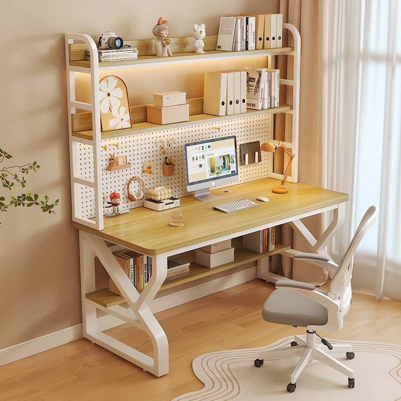 2026电脑桌台式家用一体小户型书桌书架洞洞学生组合卧室转角热卖