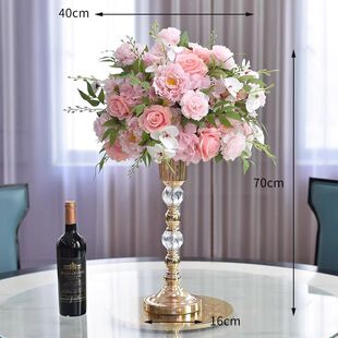 2026仿真花假花高档电镀水晶桌花酒店婚礼宴会圆桌ktv装饰摆件餐