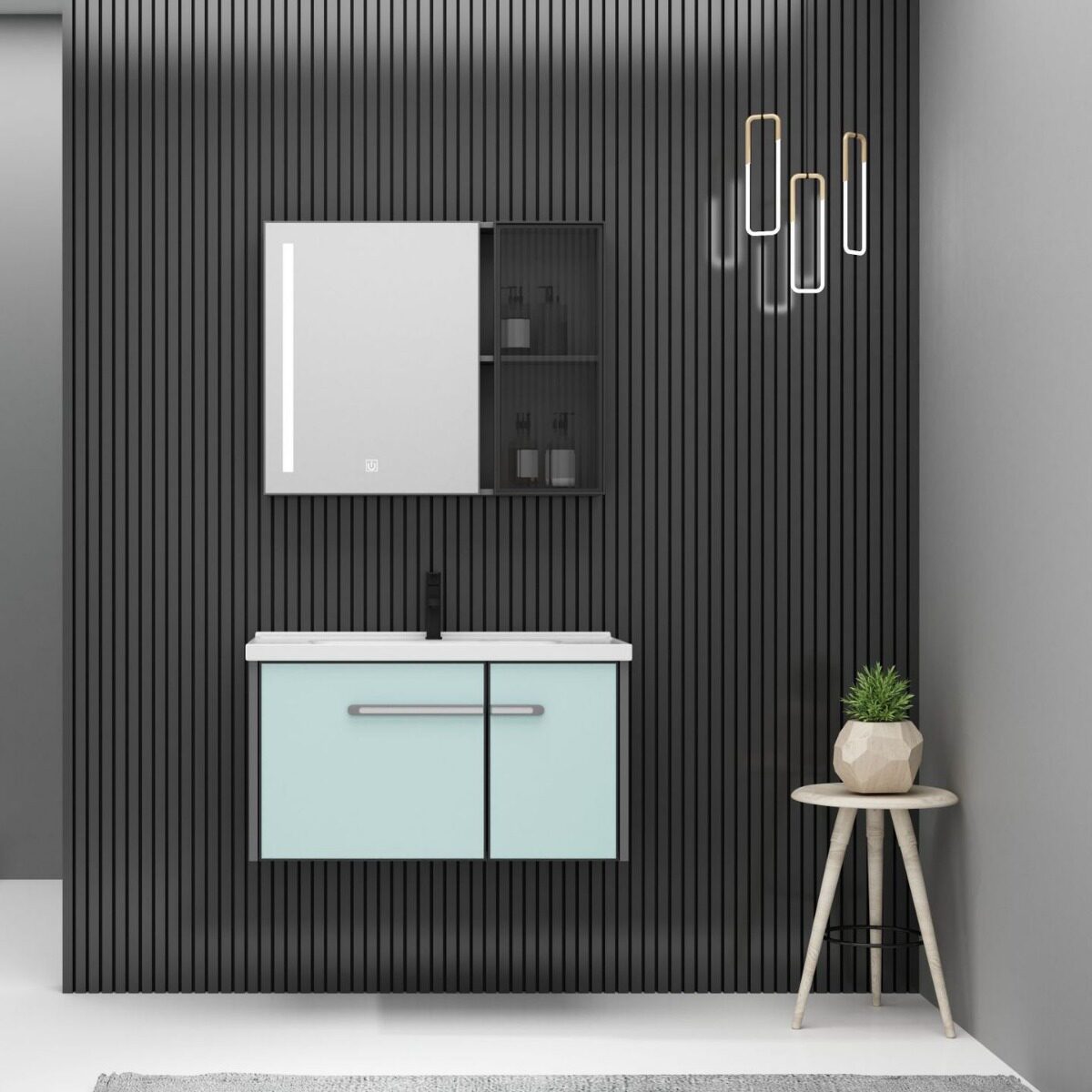 简约太空铝合金浴室柜组合卫生间一体盆陶瓷洗手洗漱台盆镜柜厂家