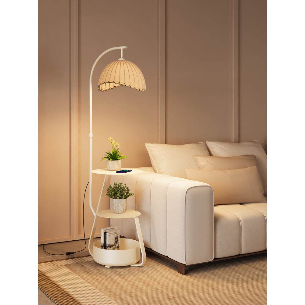 奶油风落地灯客厅沙发旁卧室床头灯网红高级感带茶几氛围立式台灯