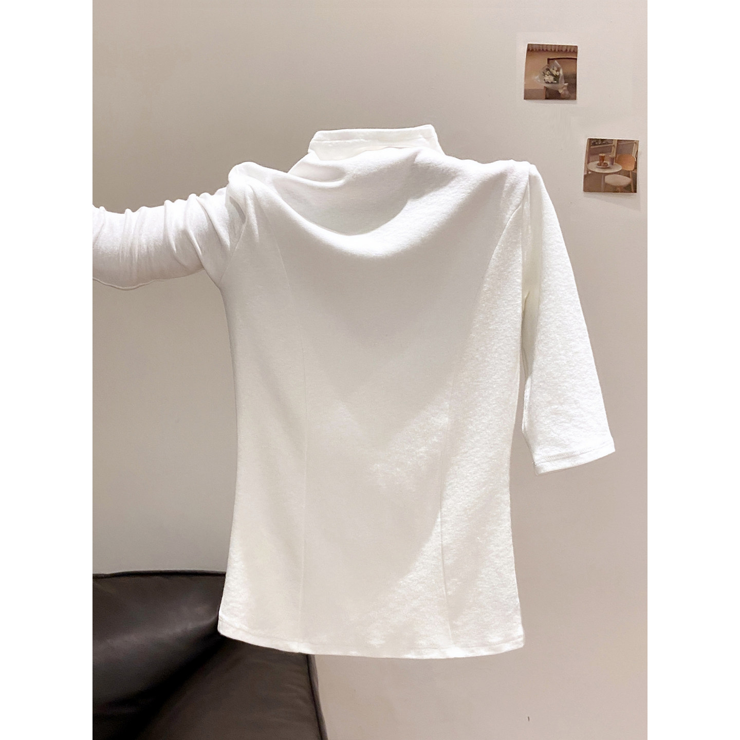 纯色立领中袖打底衫t恤女早秋季新款叠穿内搭衫修身显瘦百搭上衣