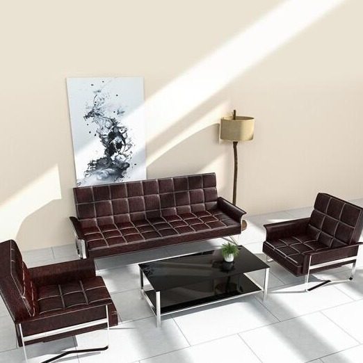 时尚茶几组合皮质办公沙发  简易钢架折叠多位接待室会客沙发床