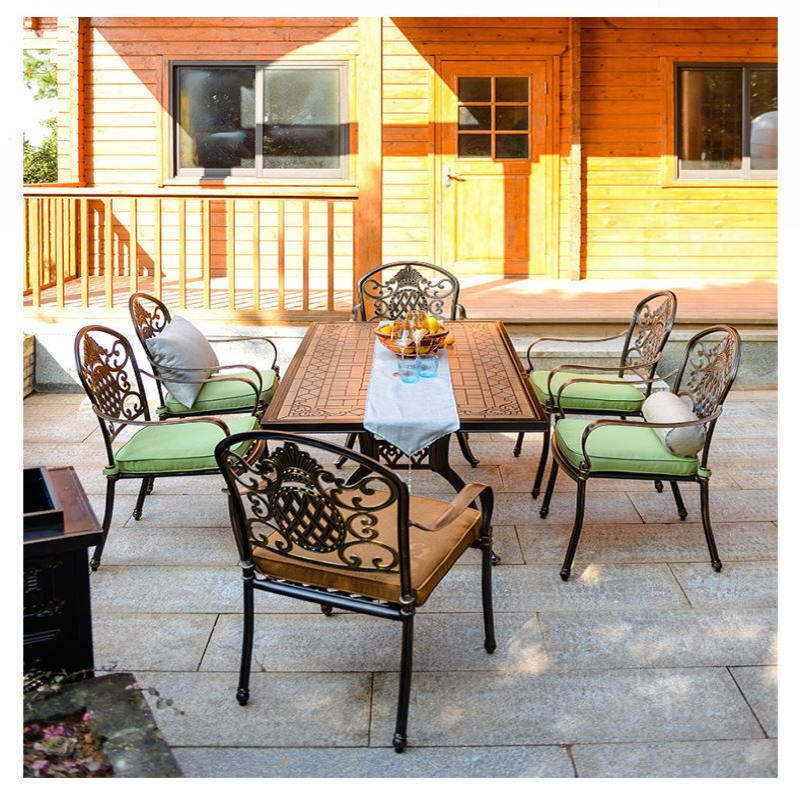 野人谷户外桌椅休闲阳台花园露台桌椅铸铝椅子室外庭院桌椅伞组合