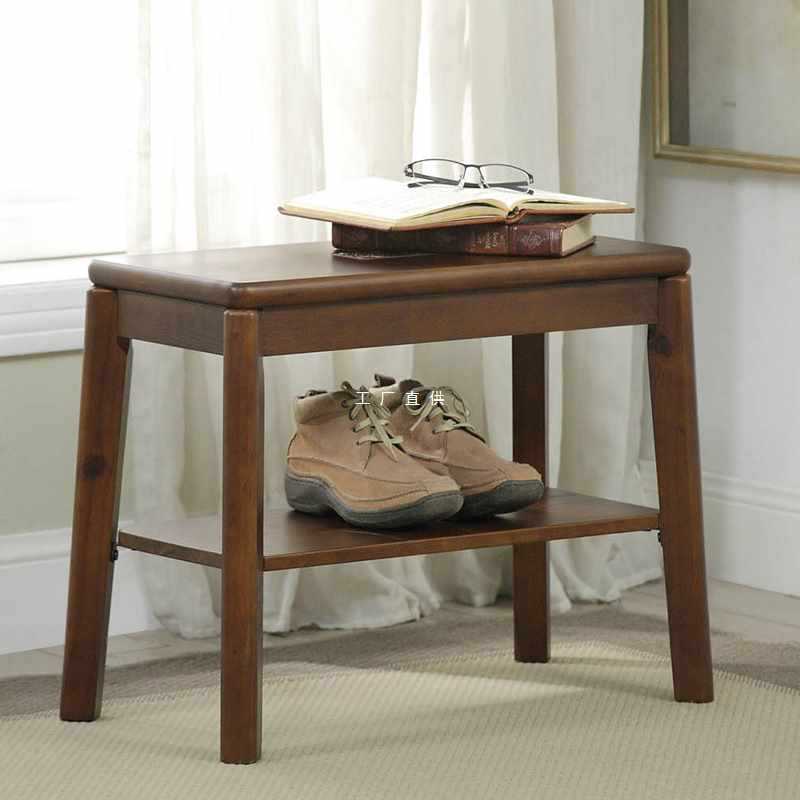 ?可坐式换鞋凳实木收纳凳储物凳鞋架进门口家用美式简约穿鞋凳鞋