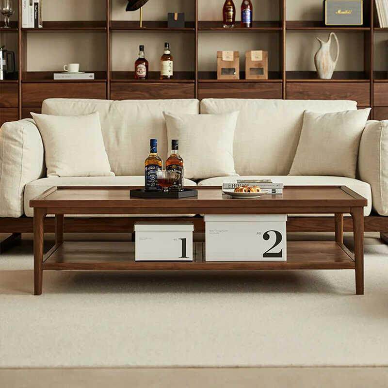 新中式沙发客厅2026新款高端现代简约黑胡桃木布艺实木沙发小户型