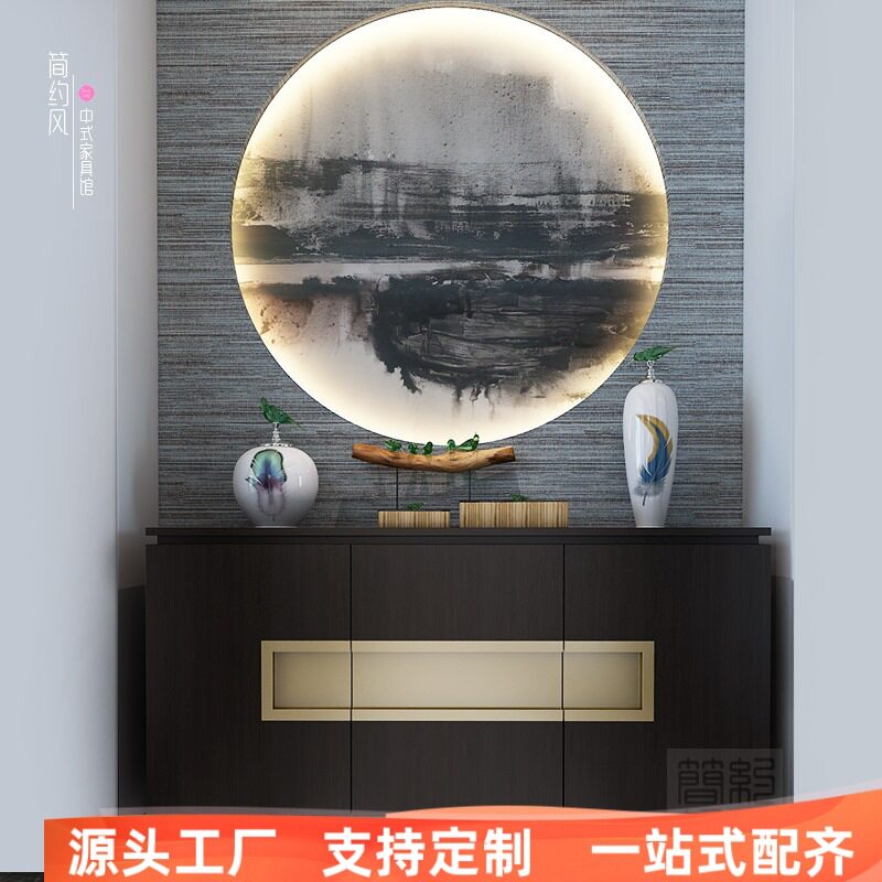 新中式边柜实木玄关柜简约现代酒店过道装饰柜大堂餐边柜客厅家具