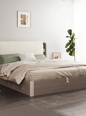木月储物床现代简约主卧室床1.8米北欧软靠床带抽屉收纳床双人床