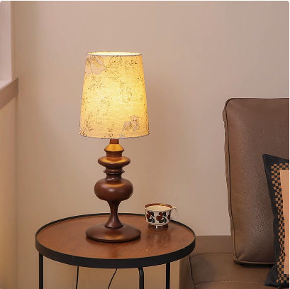 法式复古布艺台灯床头高级感ins风轻奢中古卧室实木装饰氛围台灯