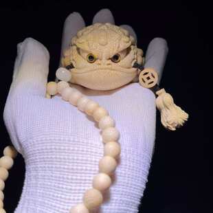 实心竹雕刻5.5三足恶霸金蟾文玩手把件金蟾竹雕文玩竹高密度老料